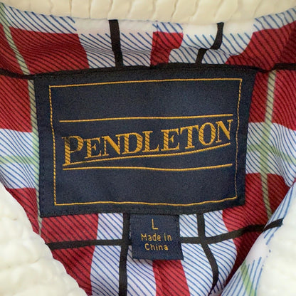 PENDLETON White Button Front Hooded Jacket Coat Size L Womens Warm Winter Vtg