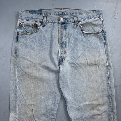 Levis 501 Vintage 90s Y2K XX Straight Leg Jeans Blue Light Wash 36x34 Act 35x32