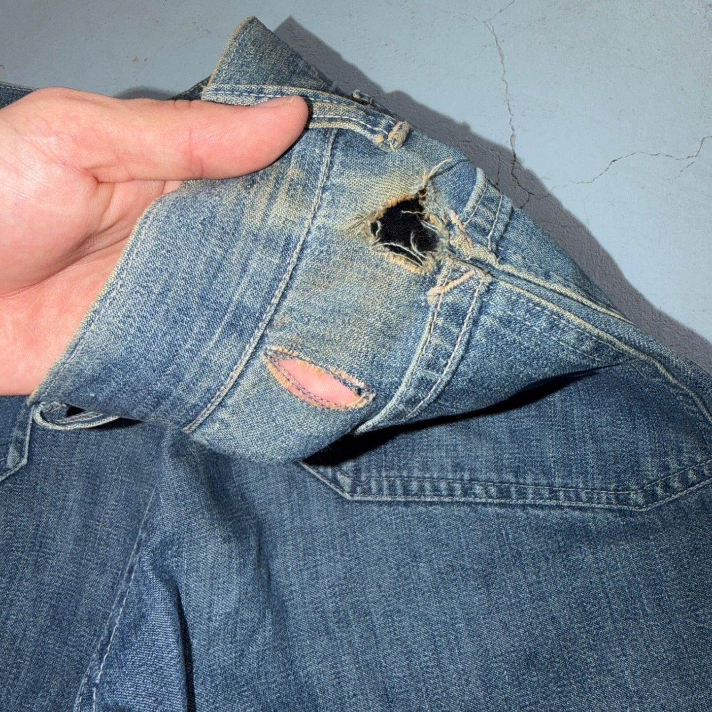1940s WWII Navy Selvedge Denim Pants Seafarer Uniform Blue Jeans VTG 40s 30x28