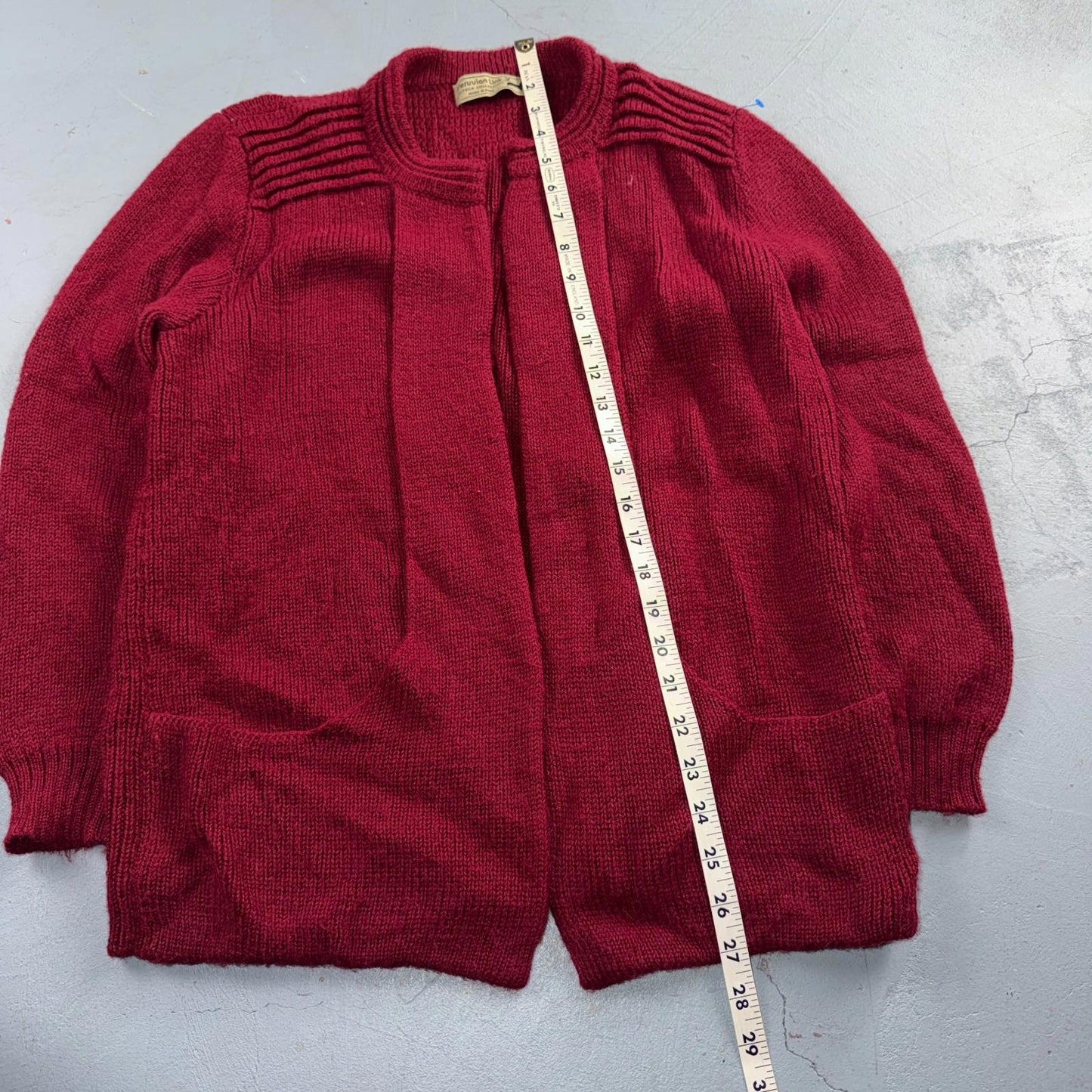 Peruvian Connection Royal Alpaca Women’s Sz. M Open Long Vest Sweater Red