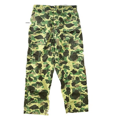 Vintage 60s 70s Sears Frog Skin Camo Pants Talon Zip USMC WWII Military 32x29