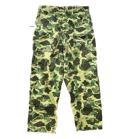 Vintage 60s 70s Sears Frog Skin Camo Pants Talon Zip USMC WWII Military 32x29