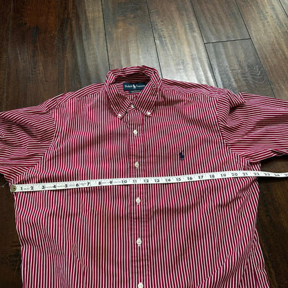 Polo Ralph Lauren Red Stripe Button Down Work Shirt Dress Vtg Up Y2K 90s Western