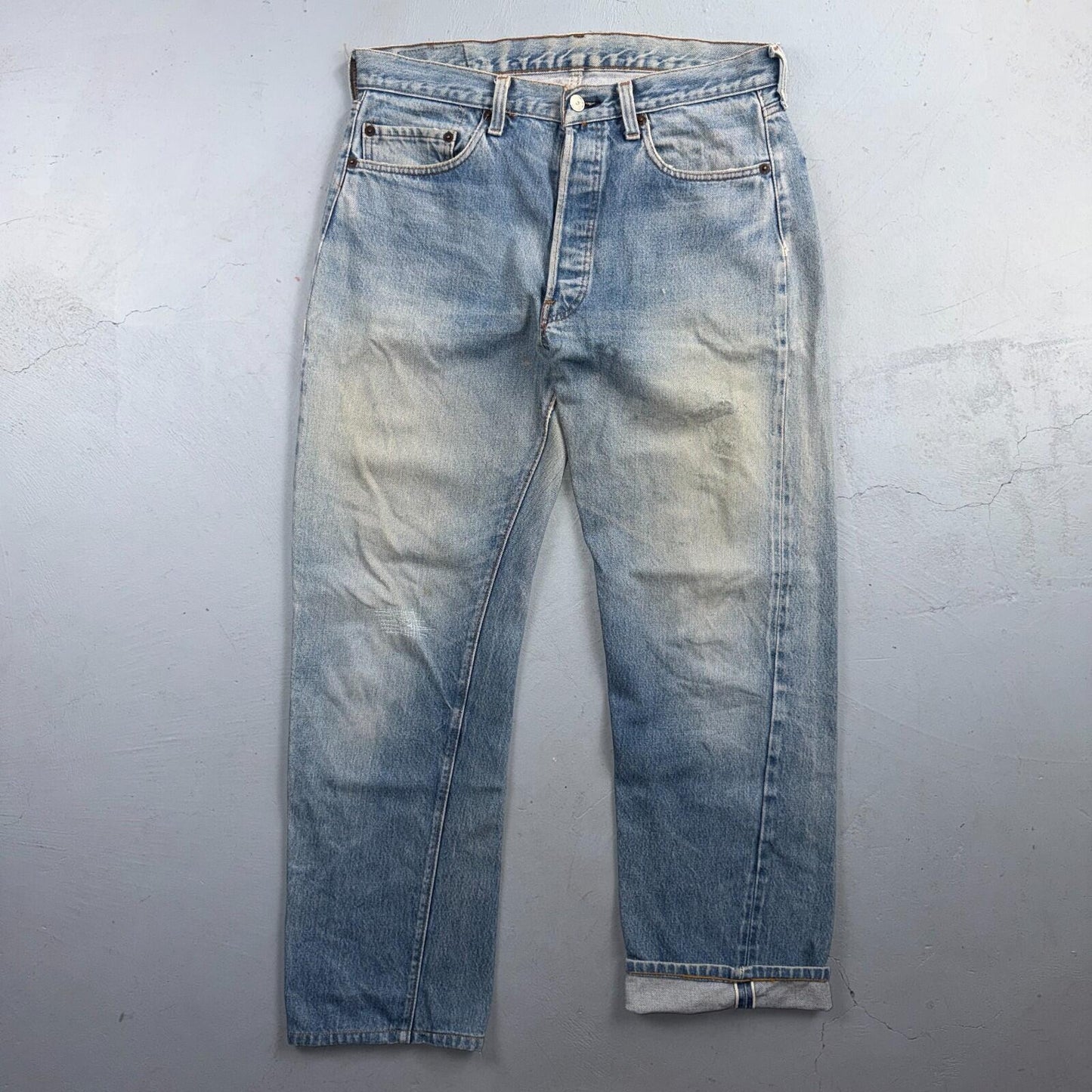 Levis 501 Vintage 80s Redline Selvedge USA XX Jeans Light Wash 35x32 Act 33x29