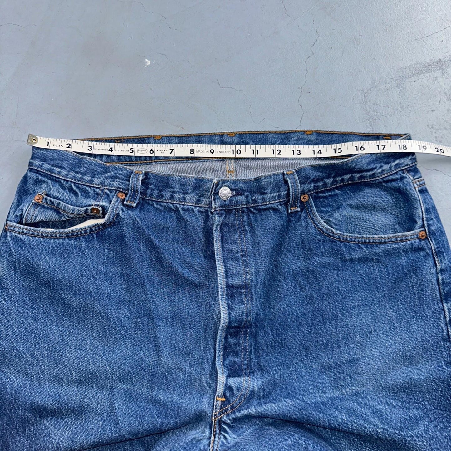 Levis 501 Vintage 90s USA XX Straight Leg Jeans Blue Med Wash 42x33 Act 37x29