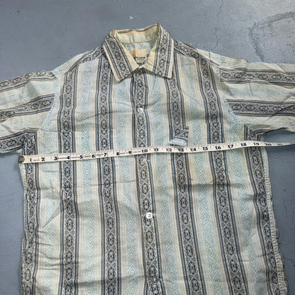 Vintage 60s Van Heusen Checker Button Up Shirt Made In USA Small Rockabilly Blue