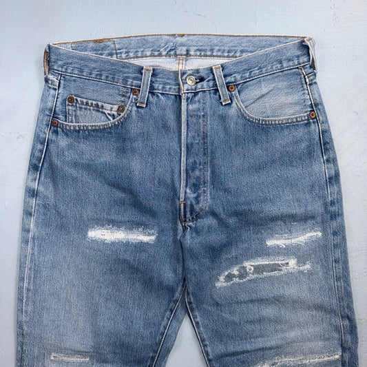 Levis 501 Vintage 80s Redline Selvedge USA XX Jeans Light Wash 34x36 Act 31x27