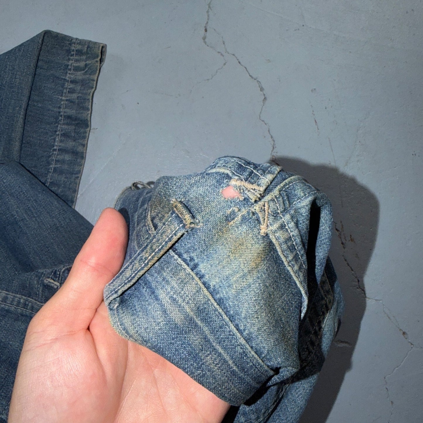 1940s WWII Navy Selvedge Denim Pants Seafarer Uniform Blue Jeans VTG 40s 30x28
