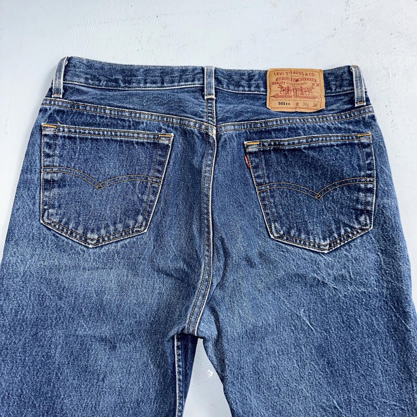 Levis 501 Vintage 90s USA XX Straight Leg Jeans 36x36 Dark Wash Act 33x31