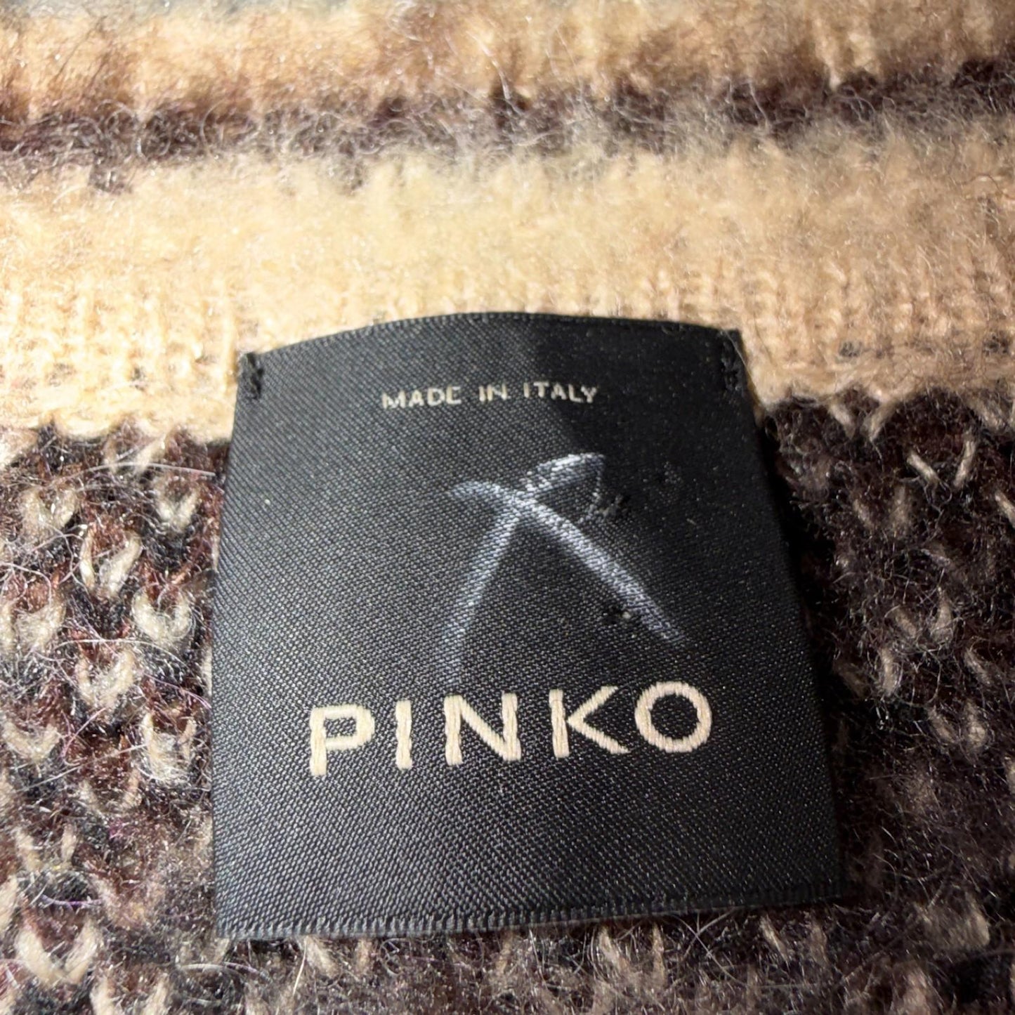 Pinko Womens Bright Cheetah Mohair Wool Blend Long Sleeve Knit Sweater L Italy