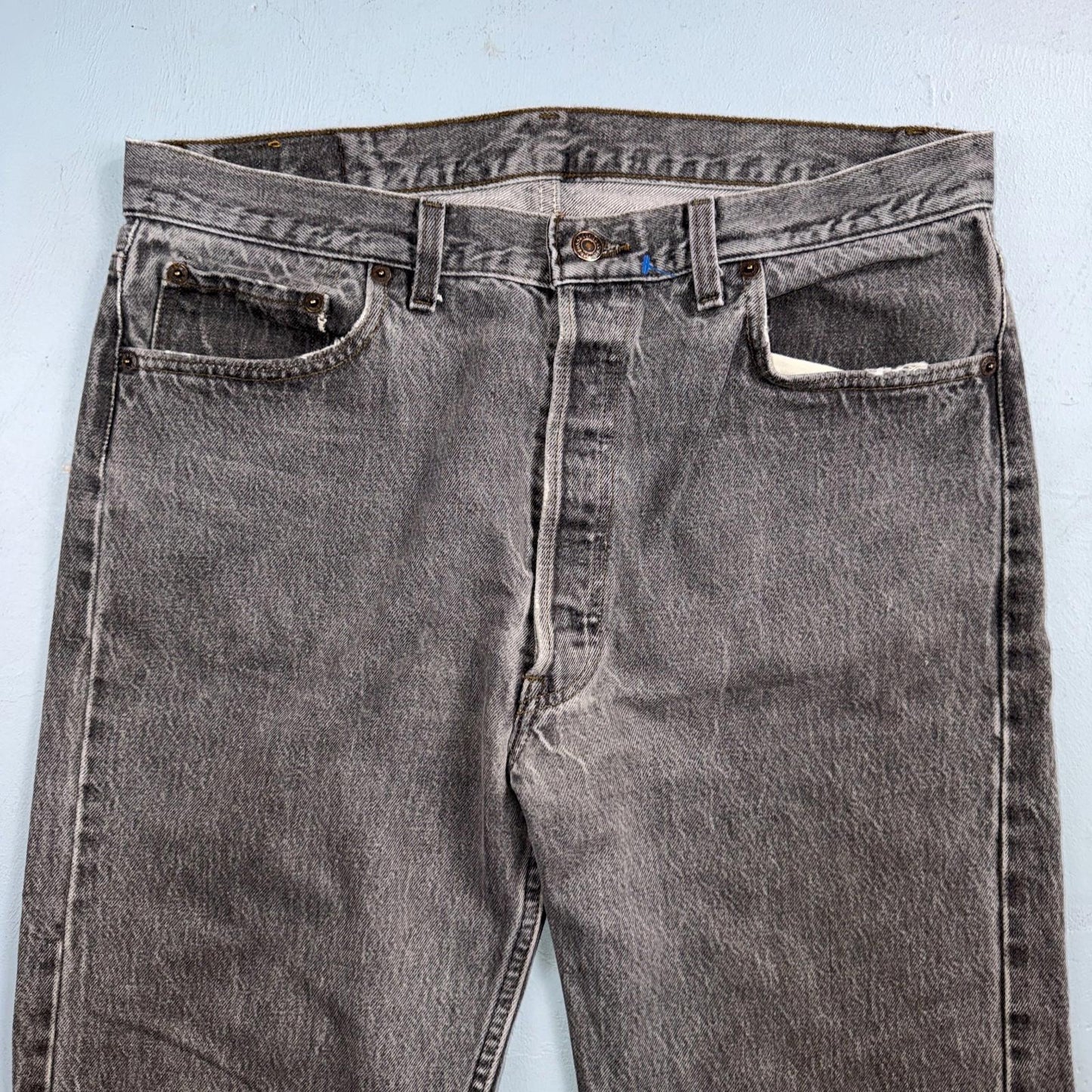 Levis 501 Vintage 80s USA XX Straight Leg Jeans Black Light Gray 36x34 Act 35x32