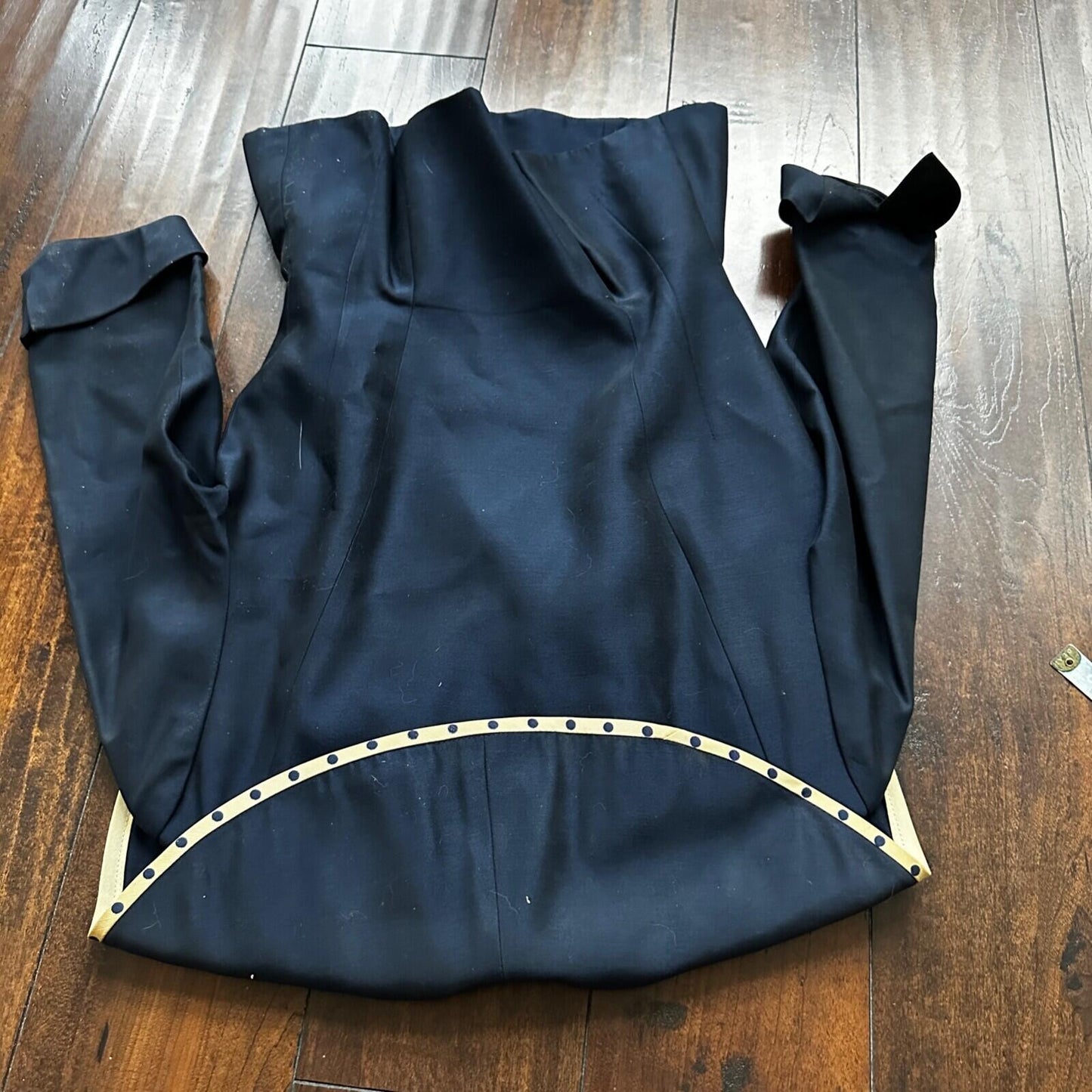 Real Vintage 1940s R & K Original Long Navy Top Button Down Dress Women's 40s