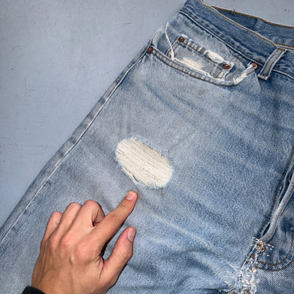 Levis 501 Vintage 80s USA XX Straight Leg Jeans Blue Light Wash 38x36 Act 35x31