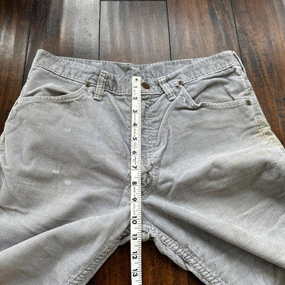 VTG 60s Wrangler USA Grey Corduroy Pants 34S 70s 33x23 Capri Cut Cowboy RARE