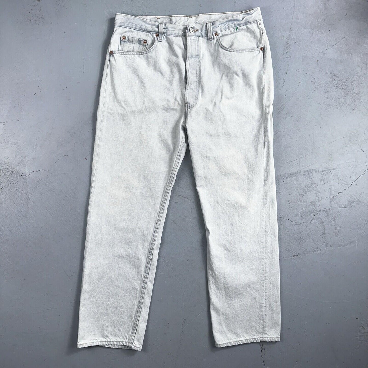 Levis 501 Vintage 90s USA XX Straight Leg Jeans White Light Wash 38x30 Act 34x29
