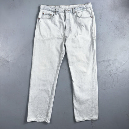 Levis 501 Vintage 90s USA XX Straight Leg Jeans White Light Wash 38x30 Act 34x29