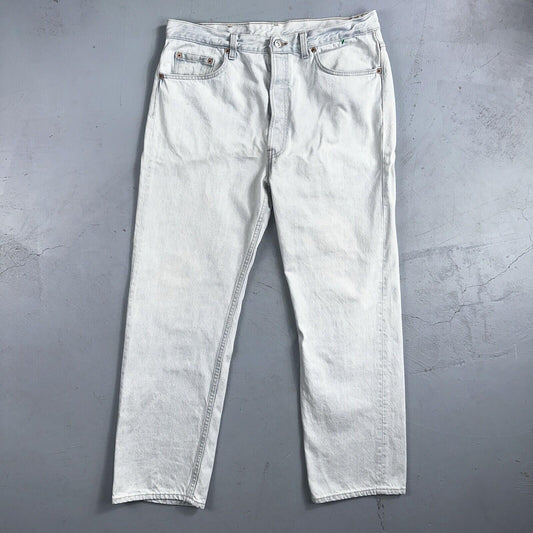 Levis 501 Vintage 90s USA XX Straight Leg Jeans White Light Wash 38x30 Act 34x29