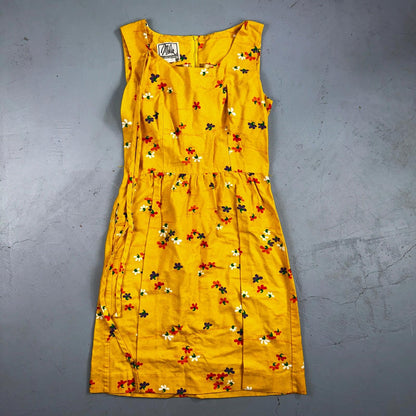Vtg 70s Malia Honolulu Hawaiian Bright Flower Power Belted Maxi Dress Sz 14
