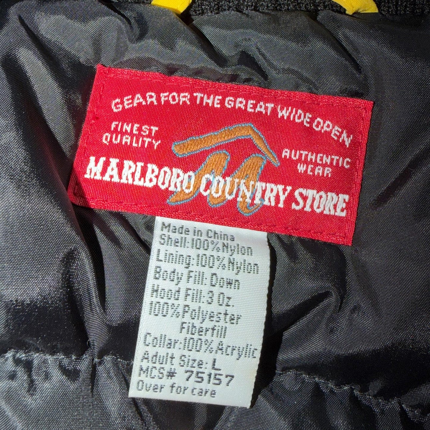 Vintage Marlboro Country Store Red Down Puffer Winter NO HOOD Jacket Men’s L