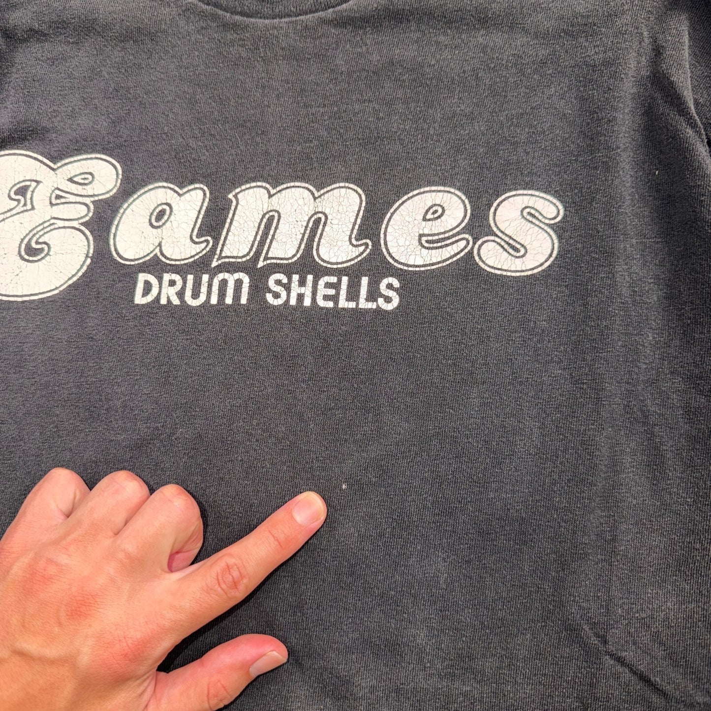 VTG 90s Eames Drum Shells Logo Graphic T Shirt Drummer Herman Miller Music USA