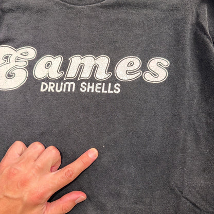 VTG 90s Eames Drum Shells Logo Graphic T Shirt Drummer Herman Miller Music USA