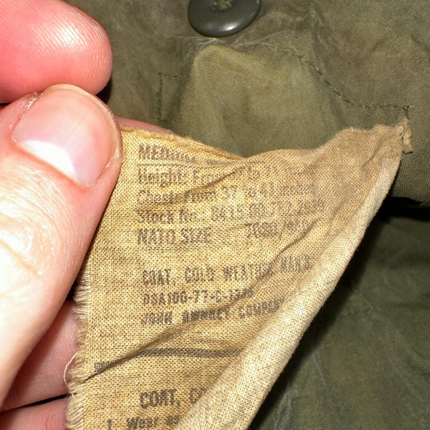 VTG US ARMY M-65 Field Jacket Coat Cold Weather Mans OG-107 Vietnam 70s Medium