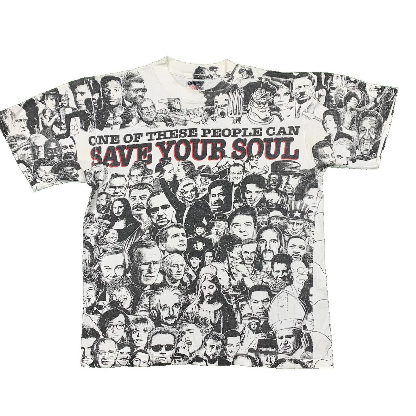 Save Your Soul Vintage T Shirt 90s Rap AOP Oneita Jesus Love Celebrity Religion