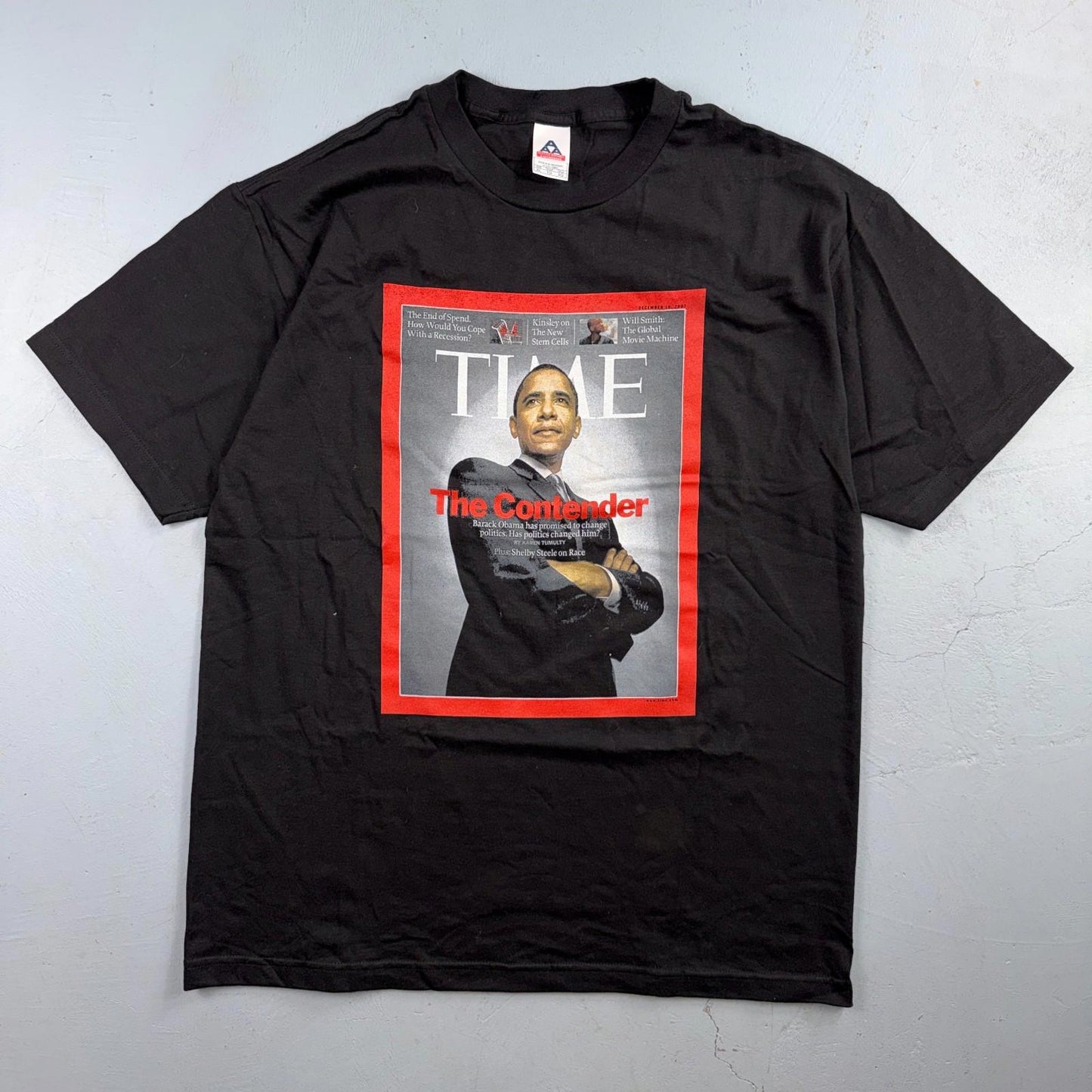 Obama 2008 Tee Shirt Size XL Time Magazine The Contender Rap Style Y2K President