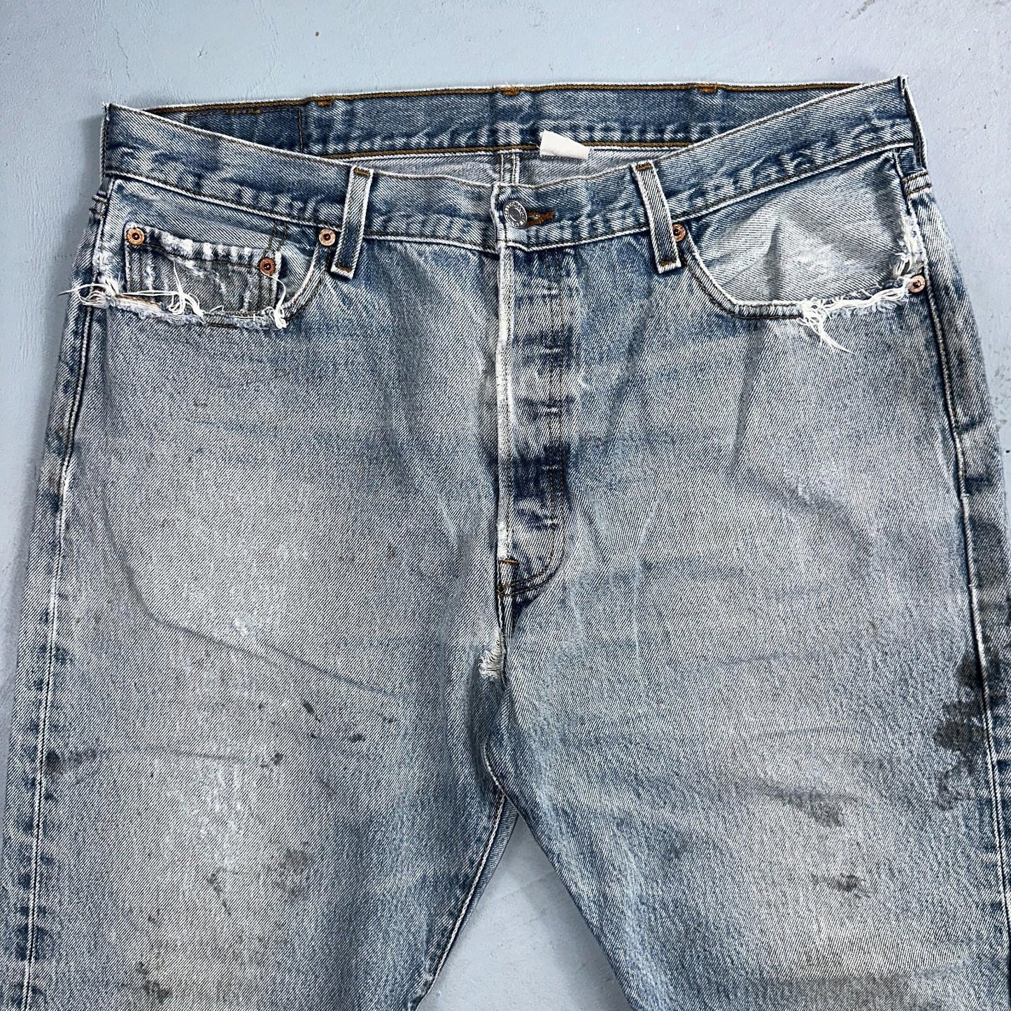 Levis 501 Vintage Y2K XX Straight Leg Jeans 90s Blue Light Wash 38x30 Act 35x26