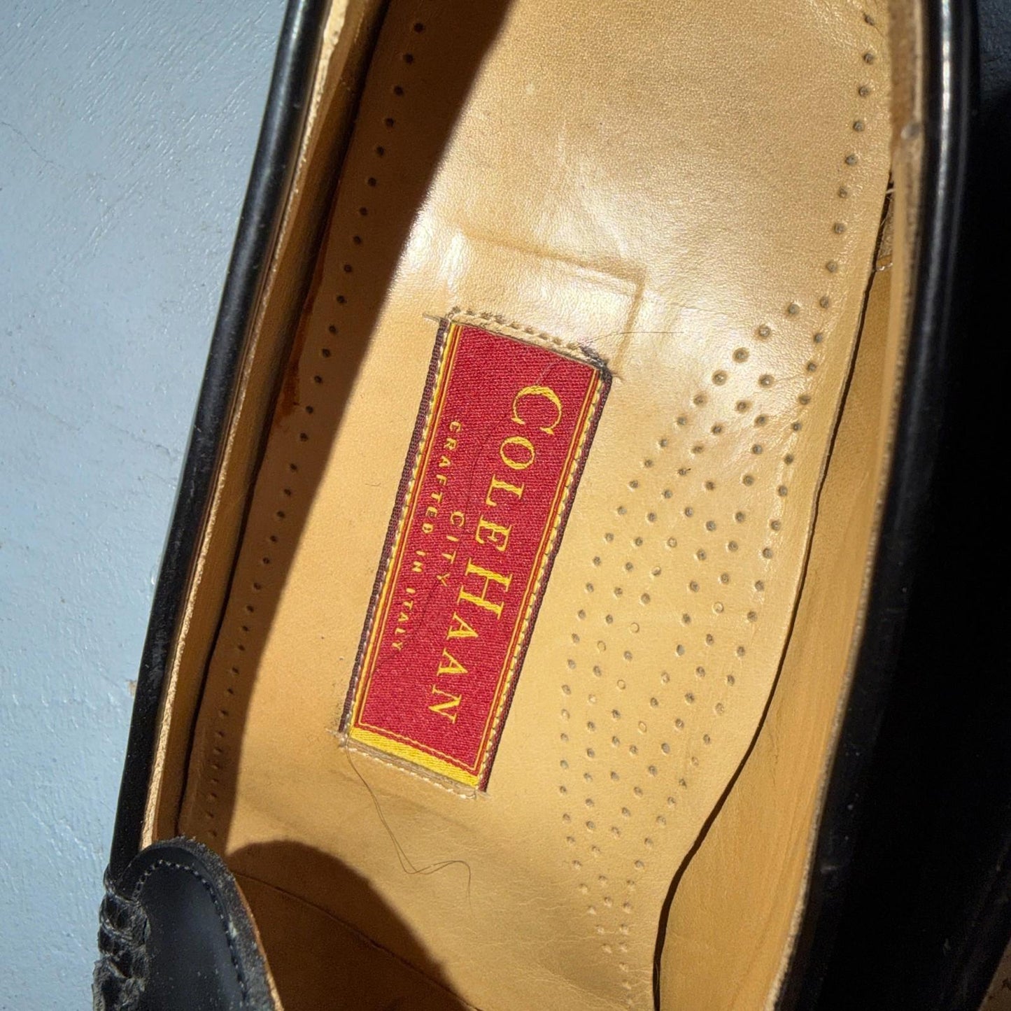 Cole Haan Italy Black Leather Kiltie Italian Loafer Men's 8M VGUC VTG 90s Shoes