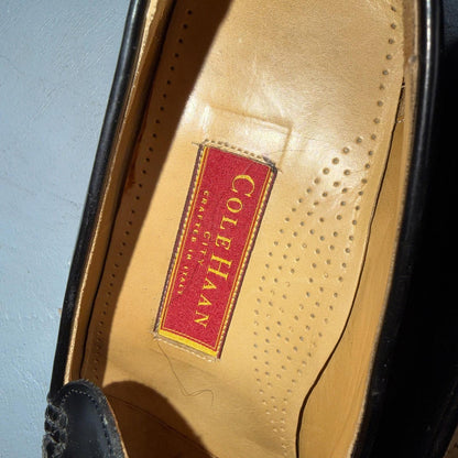 Cole Haan Italy Black Leather Kiltie Italian Loafer Men's 8M VGUC VTG 90s Shoes