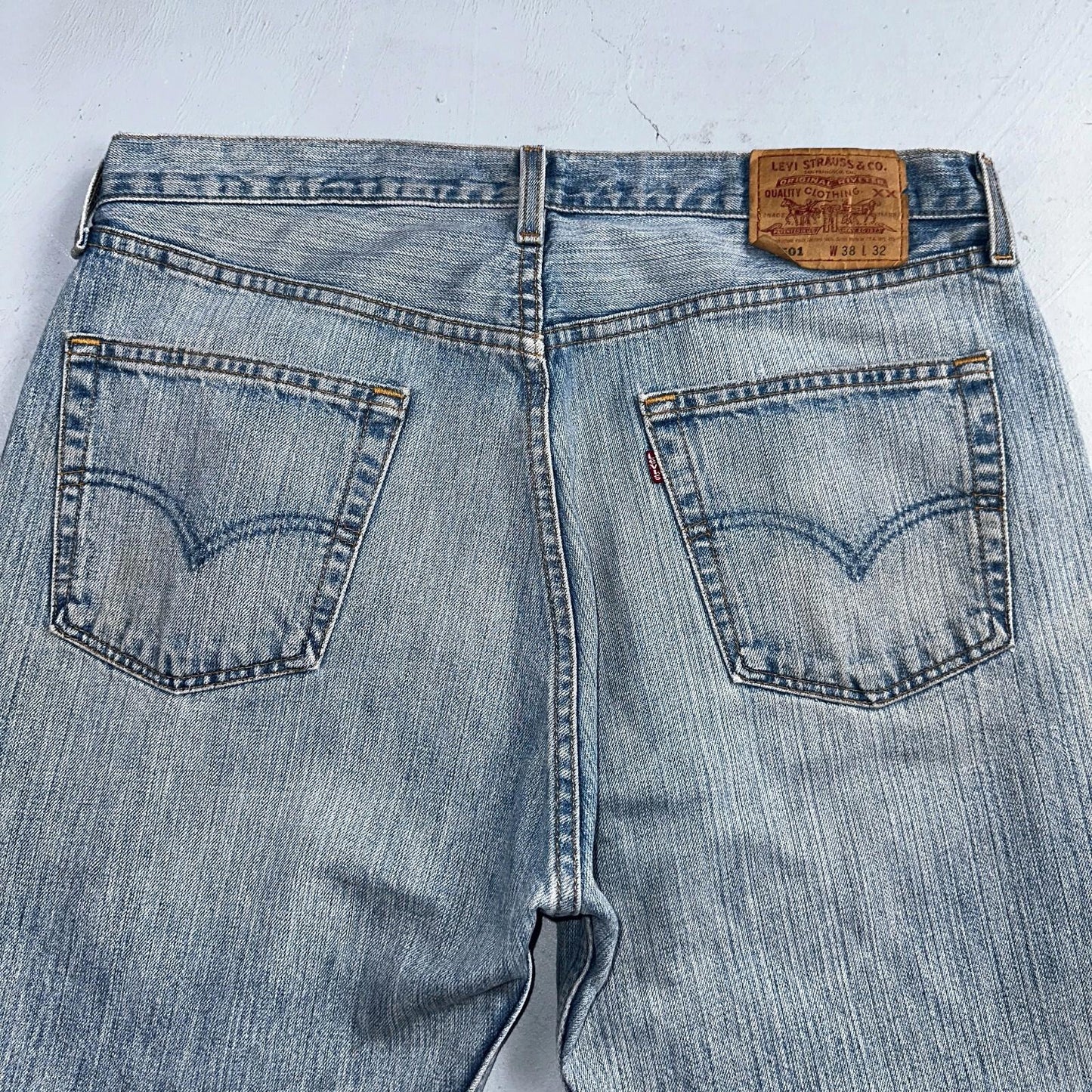 Levis 501 Vintage 90s USA XX Straight Leg Jeans Blue Light Wash 38x32 Act 36x32