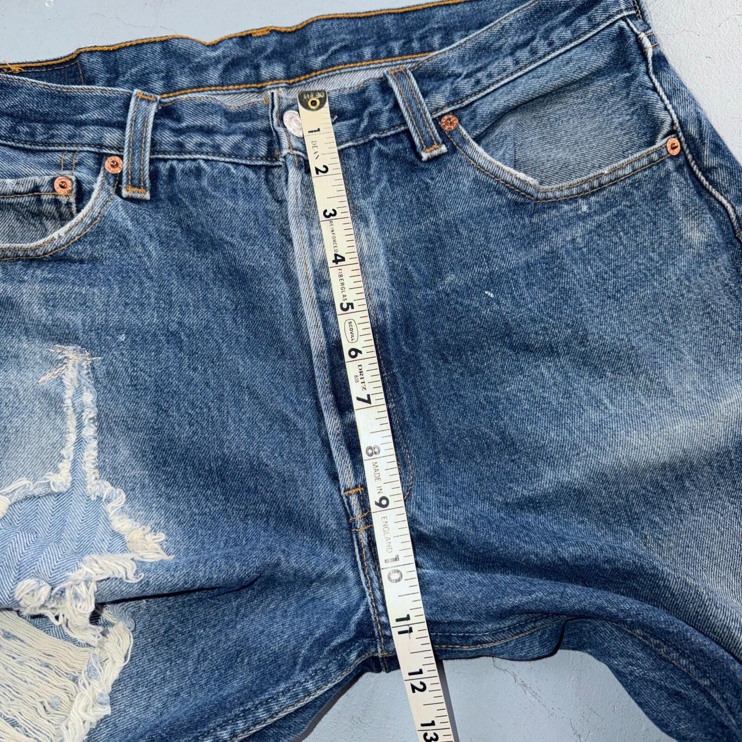 Levis 501 Vintage 90s USA XX Straight Leg Jeans Blue Thrashed 35x36 Act 33x32