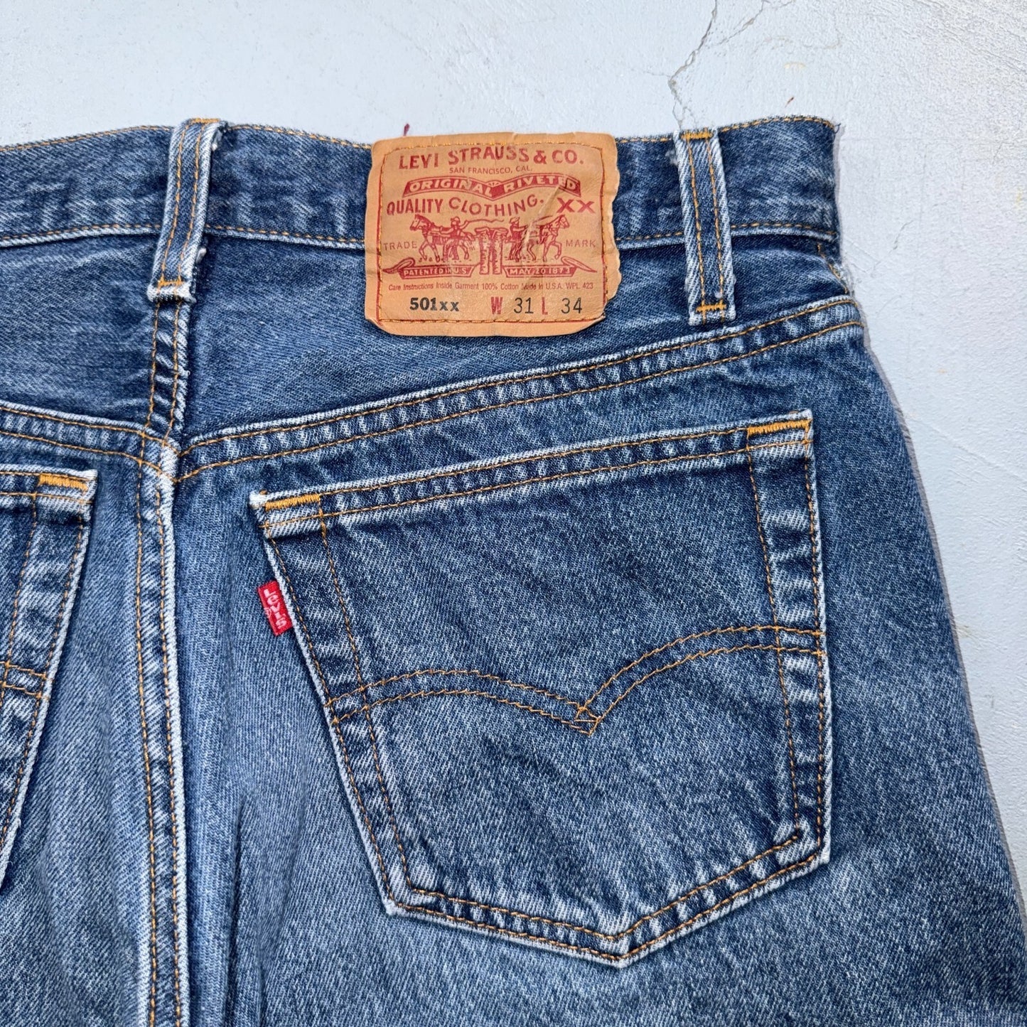 Levis 501 Vintage 90s USA XX Straight Leg Jeans Blue Altered 31x34 Act 30x29