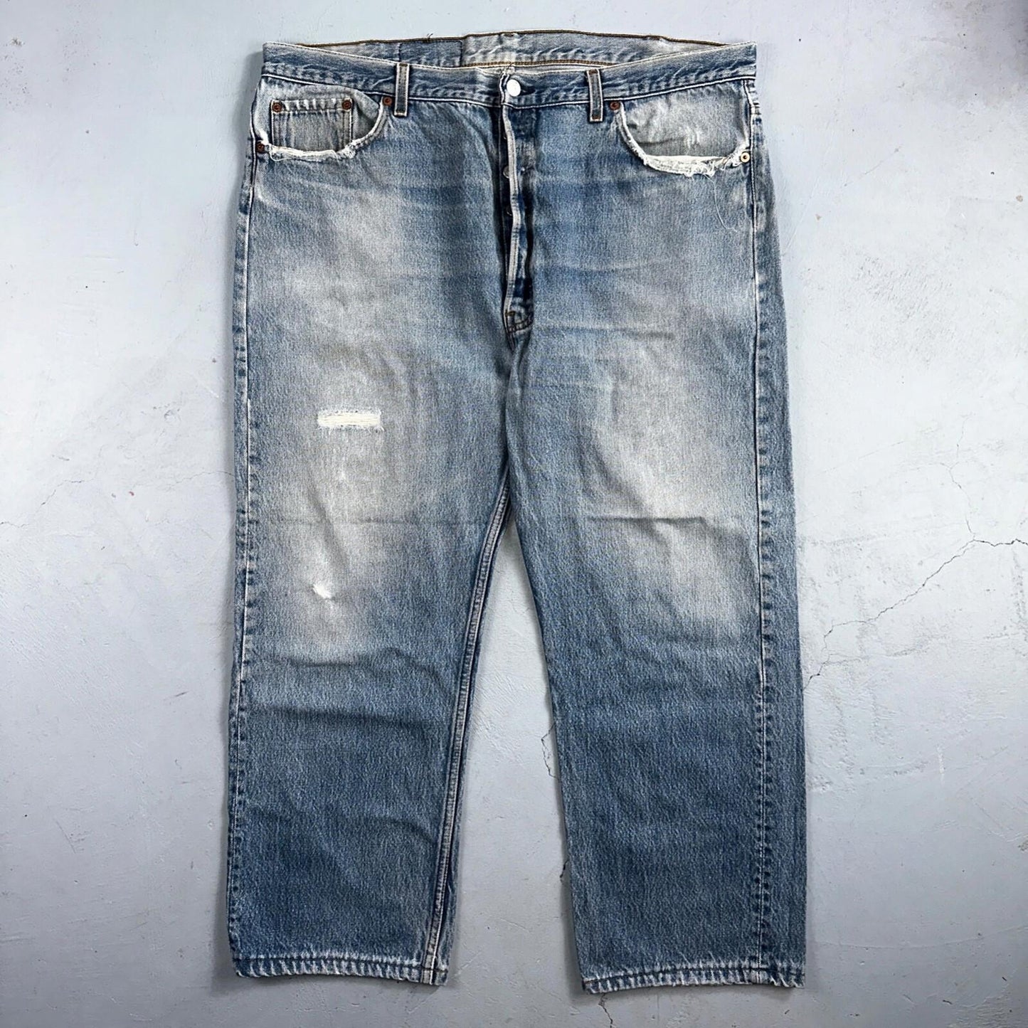 Levis 501 Vintage 90s USA XX Straight Leg Jeans Blue Light Wash 42x30 Act 41x26