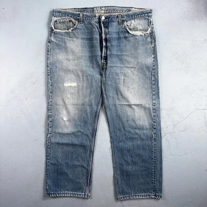 Levis 501 Vintage 90s USA XX Straight Leg Jeans Blue Light Wash 42x30 Act 41x26