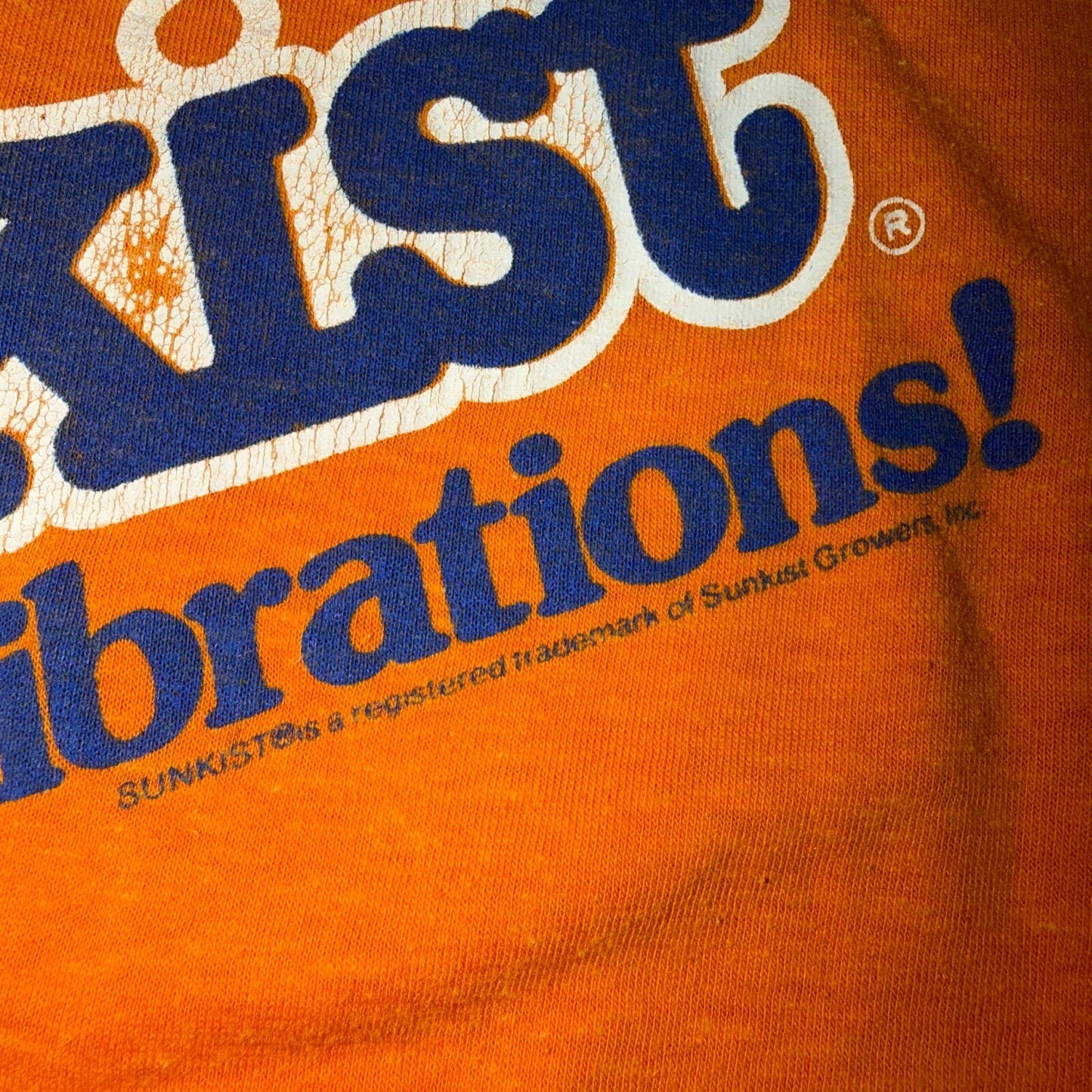 Sunkist Good Vibrations 1970s VTG T Shirt 70s 80s Orange Soda Graphic Promo