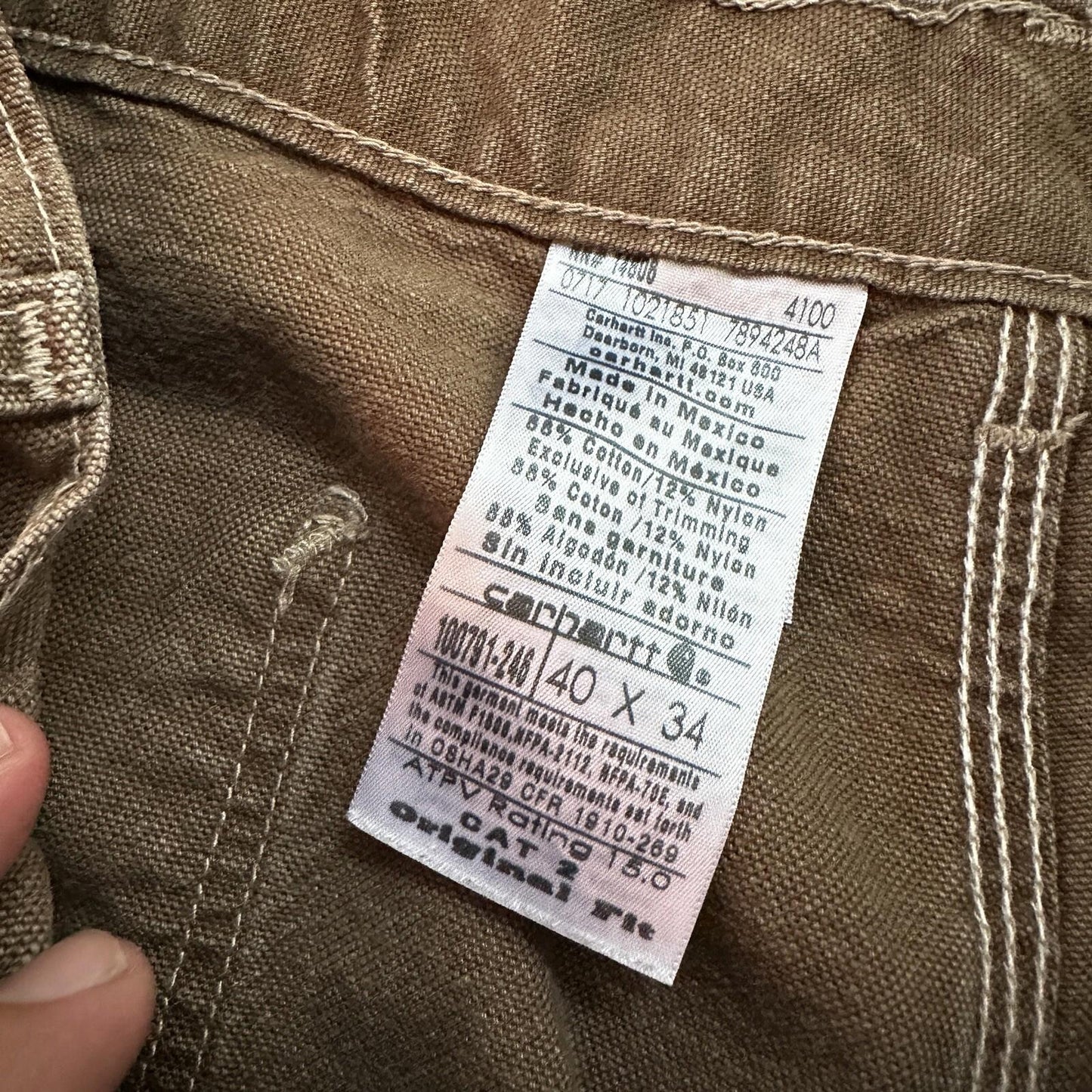Carhartt Cat 2 FR Flame Resistant Mens 40x34 Utility Work Pants Jeans 38x31 Vtg