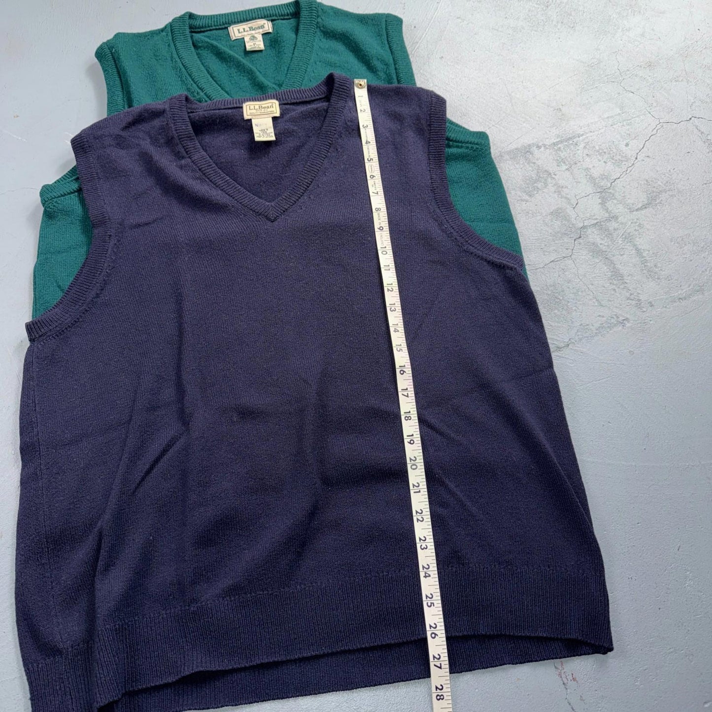 LL Bean Wool V-Neck Sweater Vest Mens Medium 100% Lambswool Knit Lot of 4