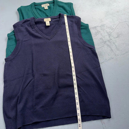 LL Bean Wool V-Neck Sweater Vest Mens Medium 100% Lambswool Knit Lot of 4