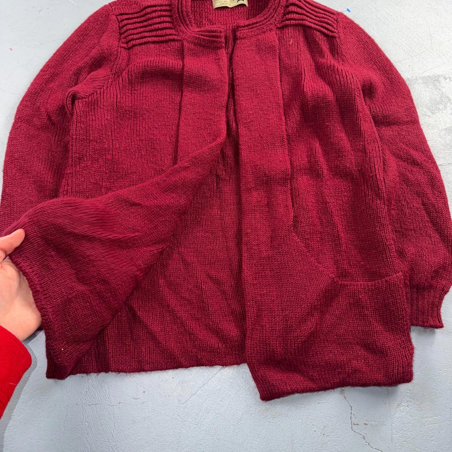 Peruvian Connection Royal Alpaca Women’s Sz. M Open Long Vest Sweater Red
