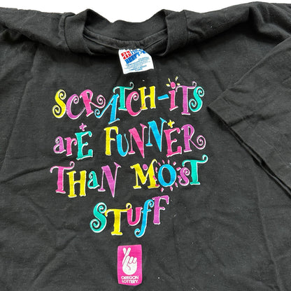 Funny Oregon Lottery Vintage T Shirt 90s Graphic Promo Sci Fi Scratch It Lotto