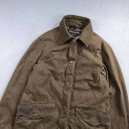 Filson Waxed Trench Coat Size XS Olive Oil Cloth Jacket Rare Mint Condition