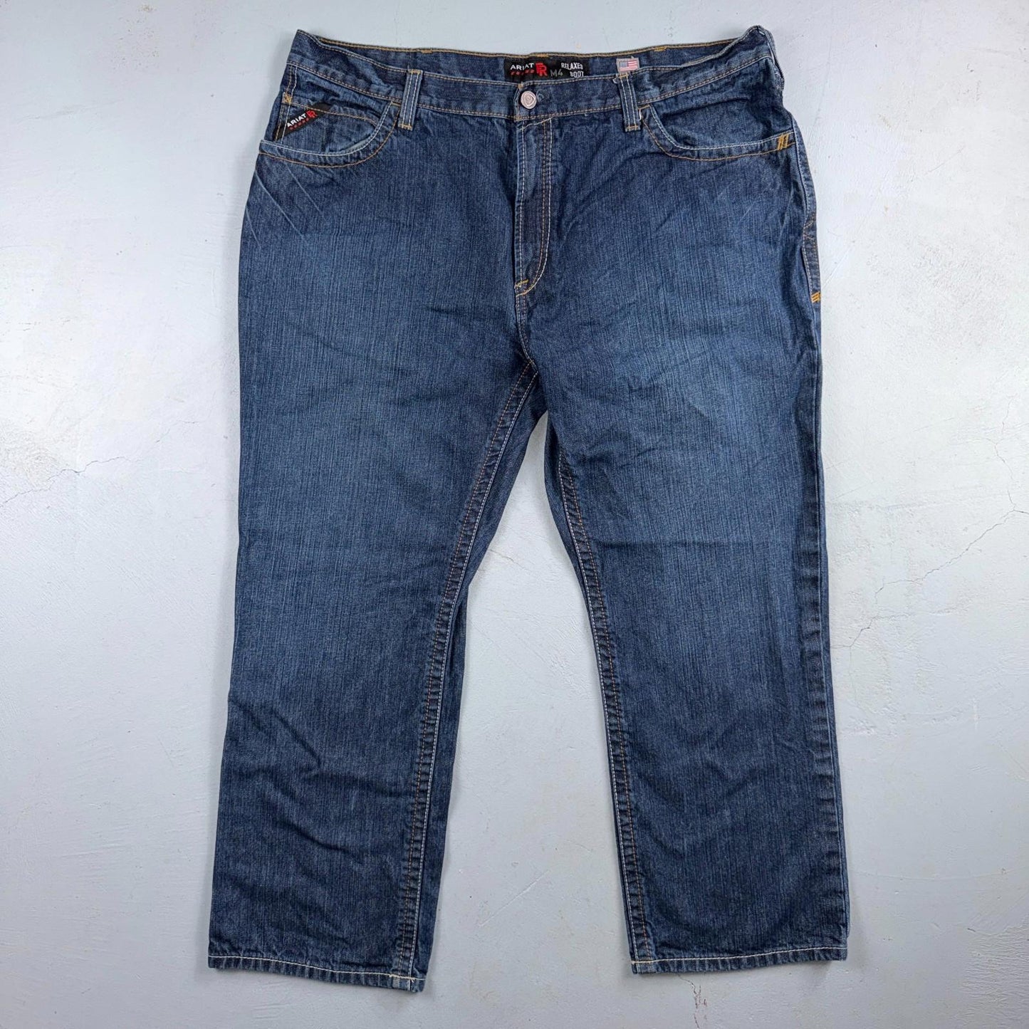 Ariat M4 FR Jeans Mens Blue Flame Resistant Cat 2 Relaxed Boot Cut 42x30 Denim
