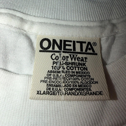 VTG Oneita XL Blank White T Shirt 90s Basic Rap Single Stitch Color Wear Rare