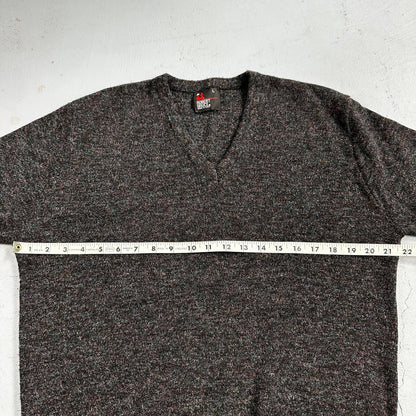 Robert Bruce Vintage Sweater Mens L Gray V Neck Knit Pullover 90s