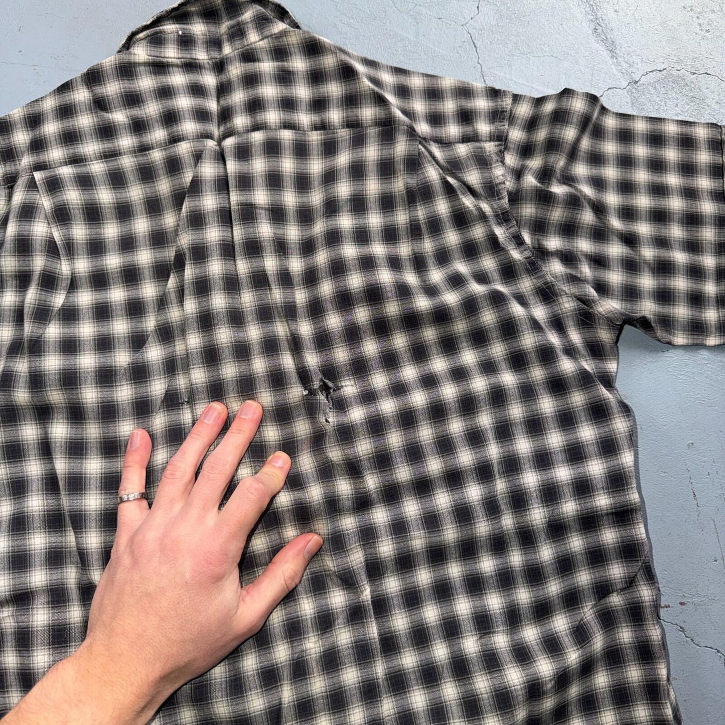 Vintage 60s McGregor Checker Loop Collar Button Up Shirt Made In USA Rockabilly
