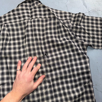 Vintage 60s McGregor Checker Loop Collar Button Up Shirt Made In USA Rockabilly