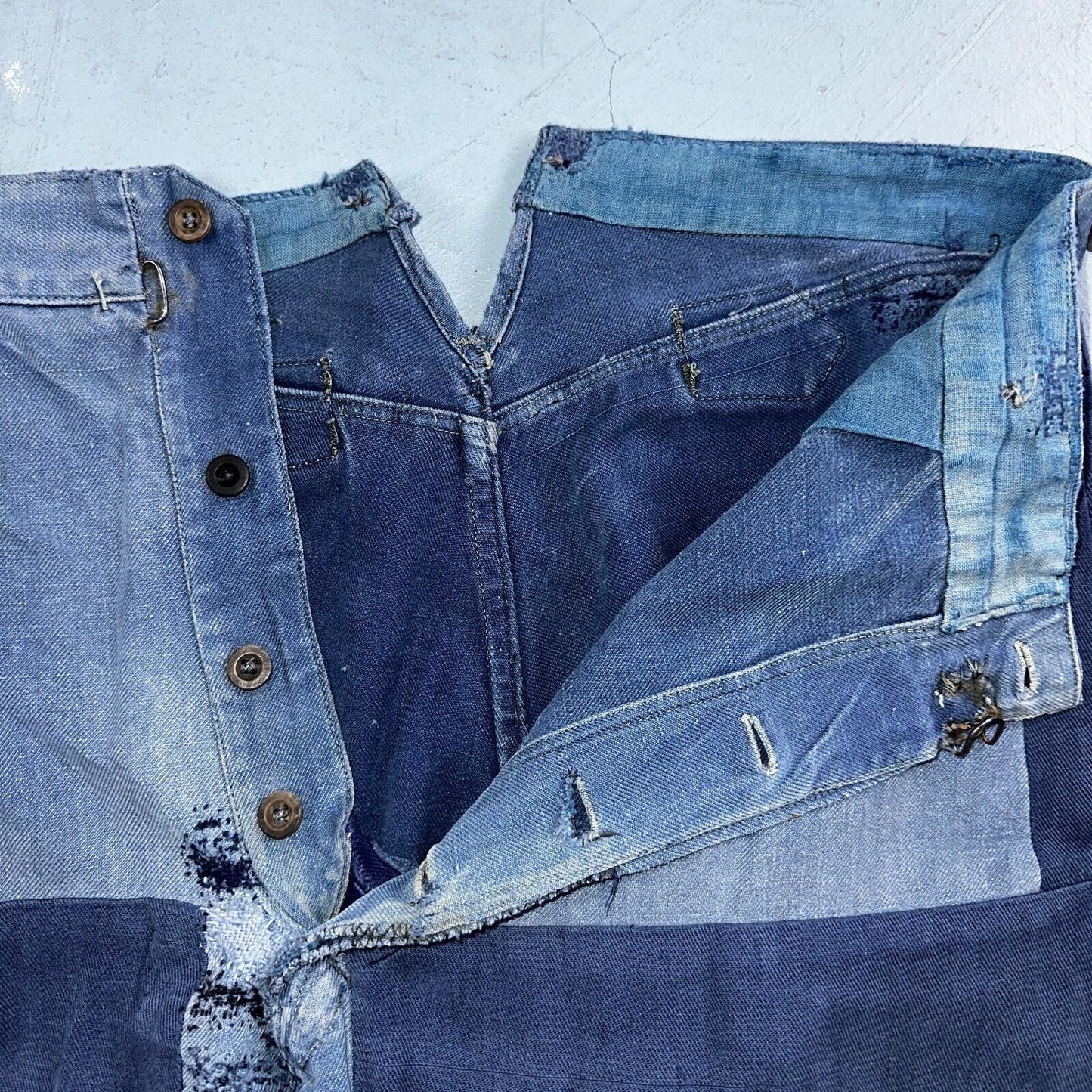 Vintage 1930s 1940s Buckleback Pants Denim Navy Blue Dungaree 30s 40s Rockabilly