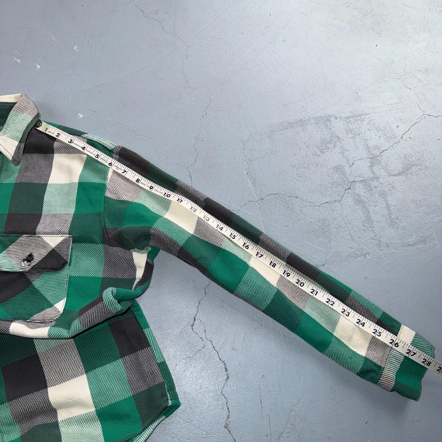 VTG Five Brother Shirt Mens M Shadow Plaid Flannel USA Green 1980s 80s Black